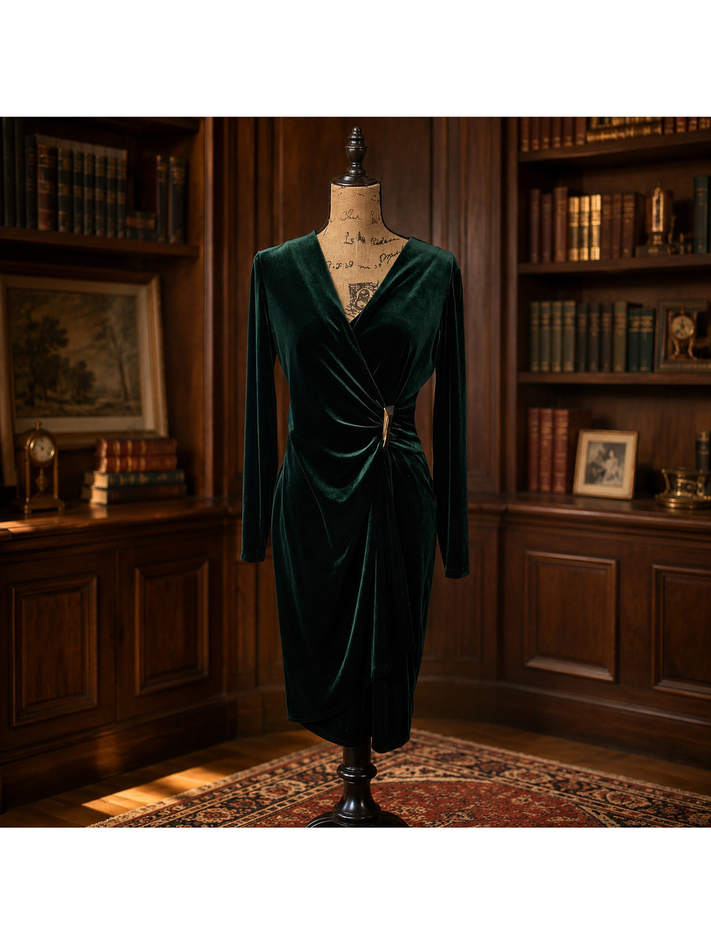 Calvin Klein Emerald Green Surplice Sheath Dress Size 8